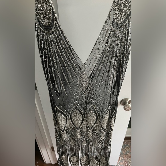 1920s Flapper Hand Beaded Dress by The Deco Haus– Ultra Low Back in Black/Silver - Picture 10 of 10
